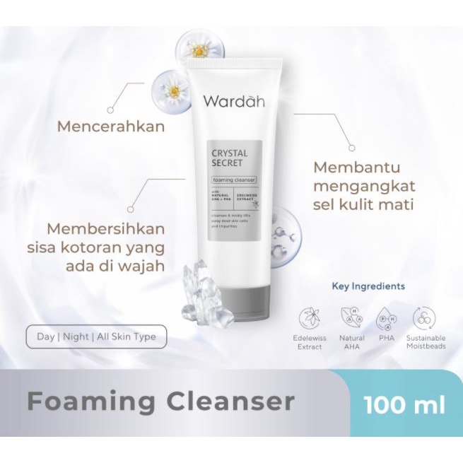 ☘️Yuri Kosmetik☘️ Wardah Crystal Secret Foaming Cleanser With Natural AHA+PHA