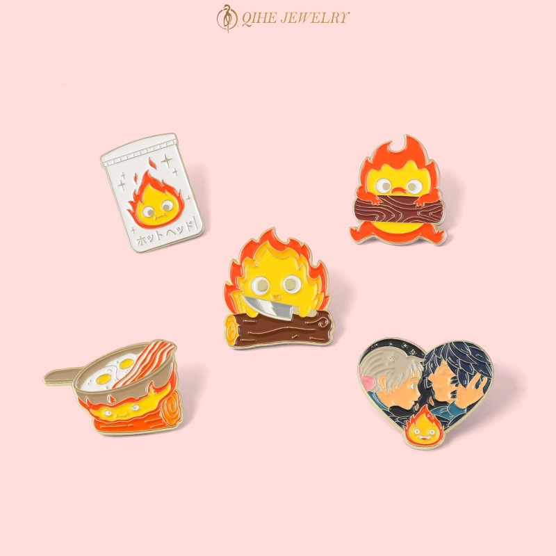 Bros Pin Enamel 5 Gaya Desain Anime Flame Elf Untuk Koleksi