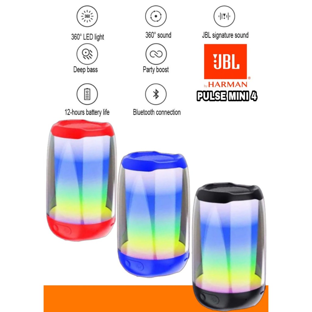 Speaker Bluetooth JBL PULSE 4 Mini LED Portable Speker Wireless LIGHT SHOW AND SOUND