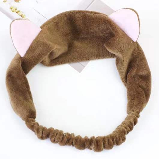 Bandana Bando Motif Kuping Hairband Korea Lucu Kucing Bando Headband Rambut Fashion Rajut-(4-5) Cokelat
