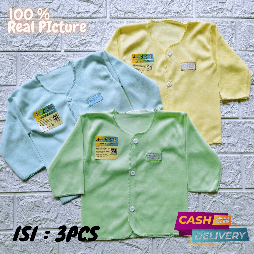 3 SET Baju Panjang Bayi Baru Lahir / 3 PCS Baju Bayi Newborn / 3 Baju Bayi Panjang Warna Soft SNI Bayi Baru Lahir Meyriana Collection