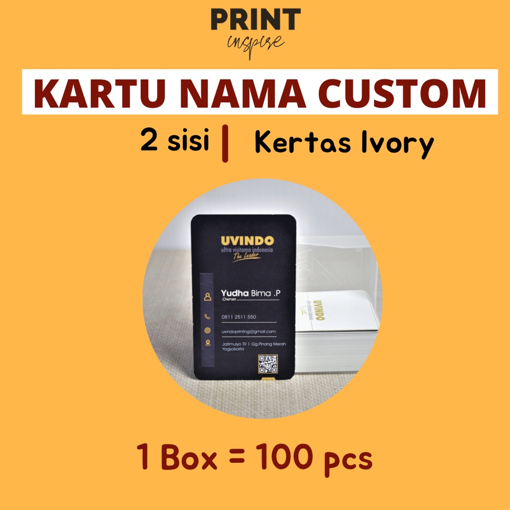 

Kartu Nama IVORY 230 gsm 2 Sisi (FREE BOX - FREE LAMINASI) - Custom Cutting