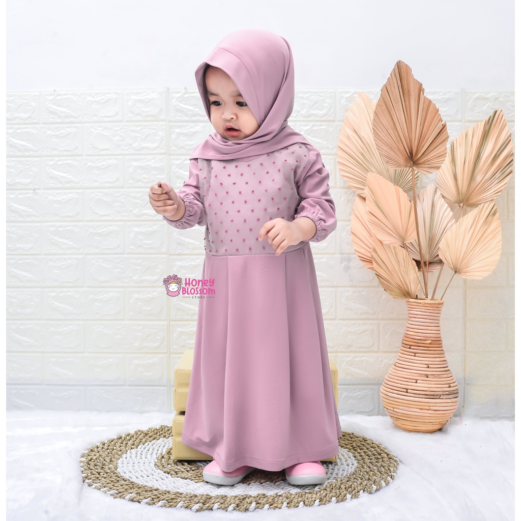 HONEYBLOSSOM gamis bayi perempuan tile organza / gamis bayi cantik alesha 1-5 tahun