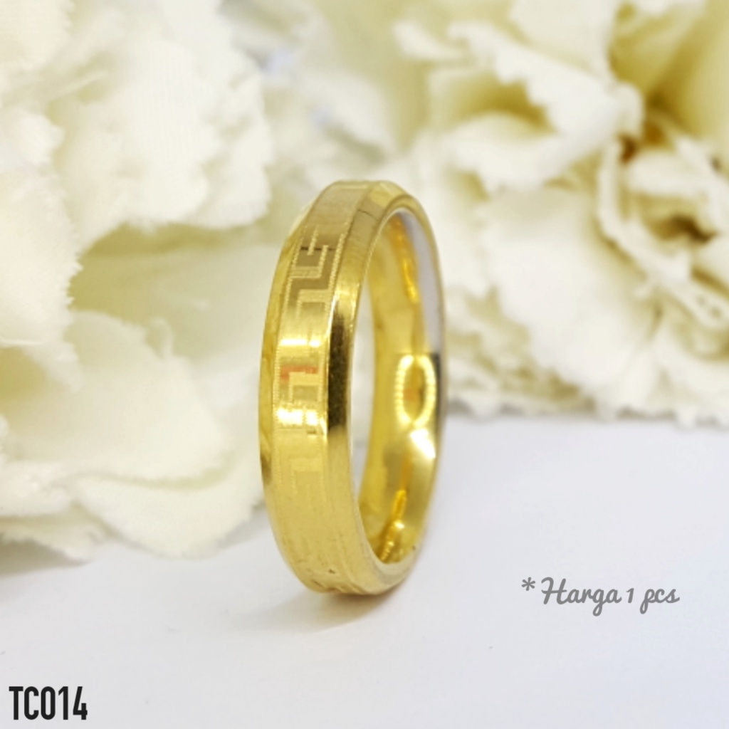 PGX Cincin Titanium Couple Emas Tunangan Aksesoris Fashion Perhiasan Anti Karat - TC014