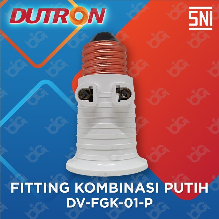 Fitting Kombinasi Dutron / Mikotek Fitting lampu + Stop Kontak Fiting SNI HITAM PUTIH