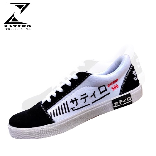 Sepatu kets grade original spatu sneaker sekolah kuliah Motif japan Ori White Black keren design Ter