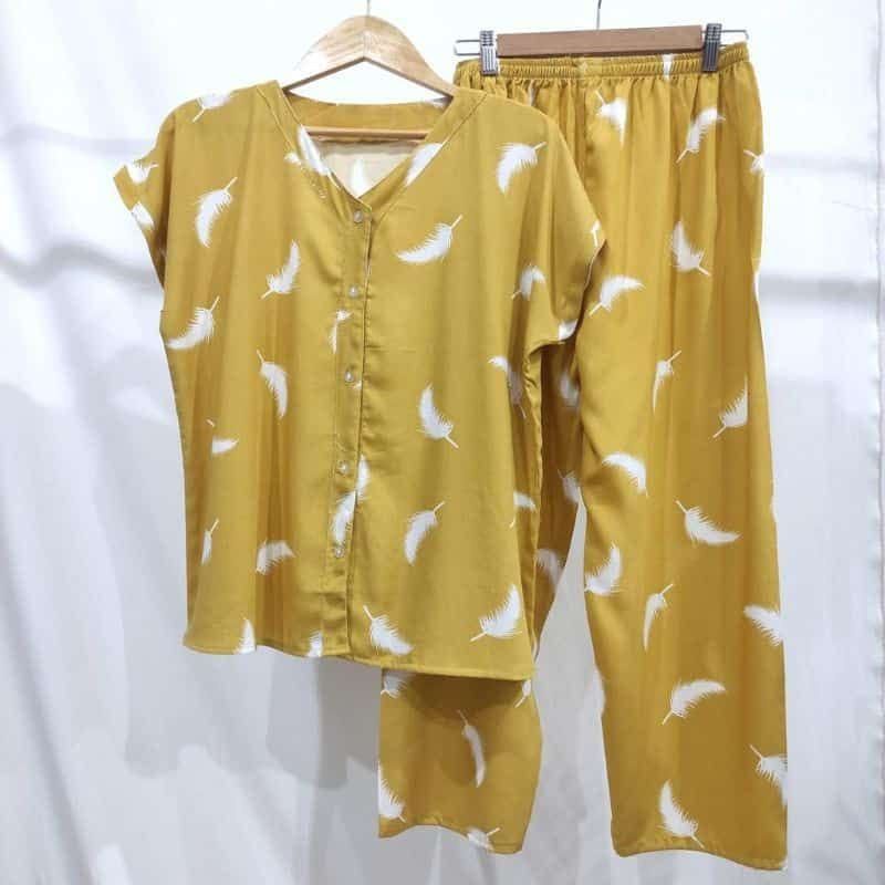 PIYAMA KANCING HITS NON KERAH/V-NECK PIYAMA KANCING BUSUI | PIYAMA RAYON | HOMEWEAR-NK AAE
