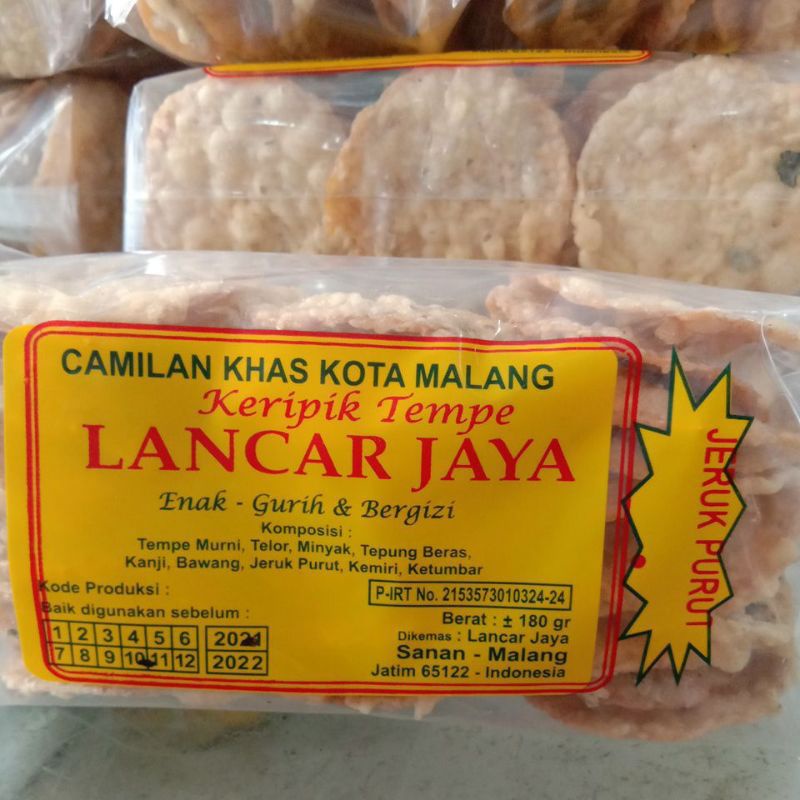 

Keripik tempe LANCAR JAYA rasa JERUK PURUT / ORIGINAL