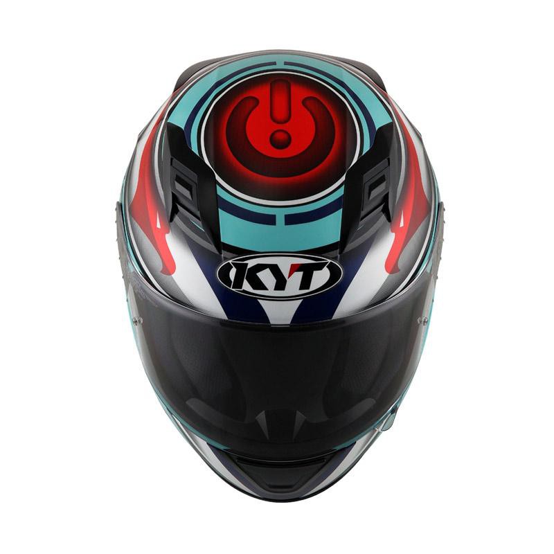 Helm KYT R10 Race EDT #1 - Aqua Blue/Red Fluo/White-1