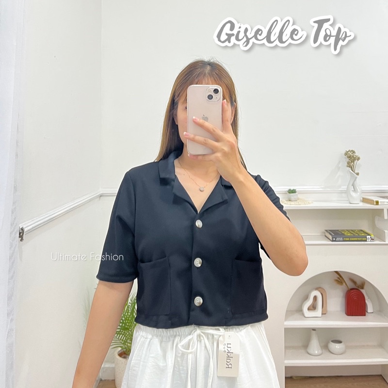 Giselle Top - Kemeja Crop Capri Knit - Outer Crop - Atasan Wanita Import