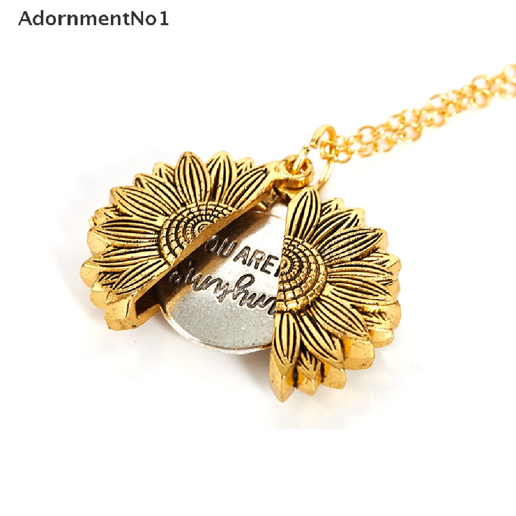 (AdornmentNo1) Kalung Rantai Dengan Liontin Bunga Matahari + Tulisan You are my sunshine Untuk Wanita