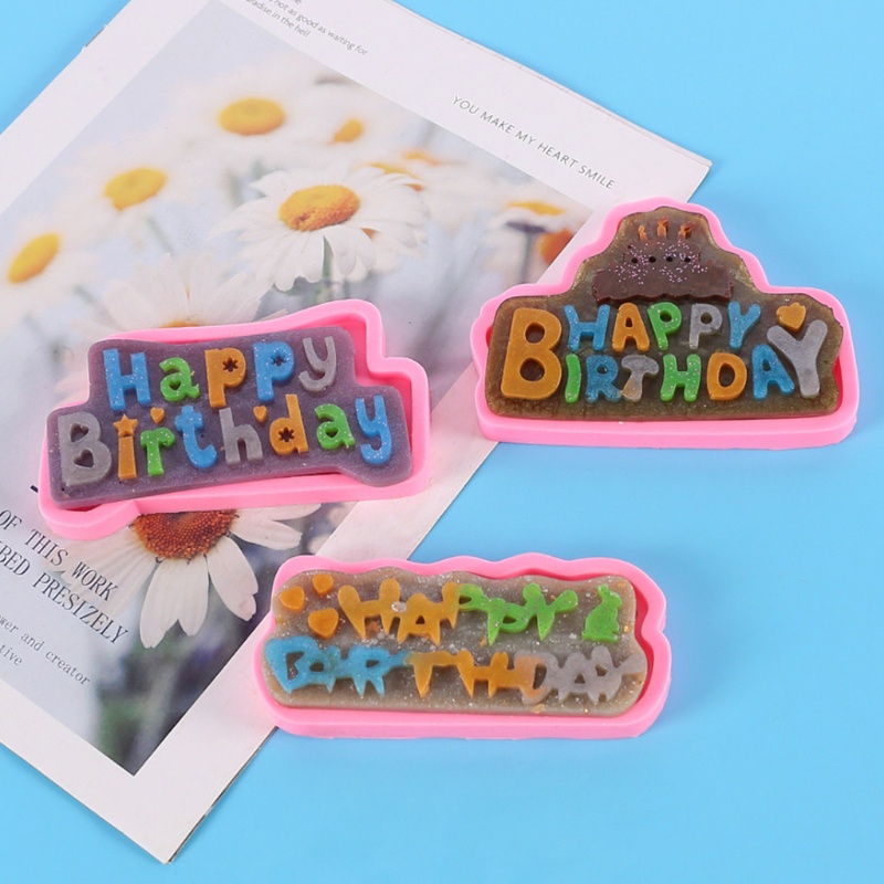 Siy Cetakan Fondant / Cokelat / Permen Bahan Silikon Desain Tulisan Happy Birthday Untuk Dekorasi Kue Diy