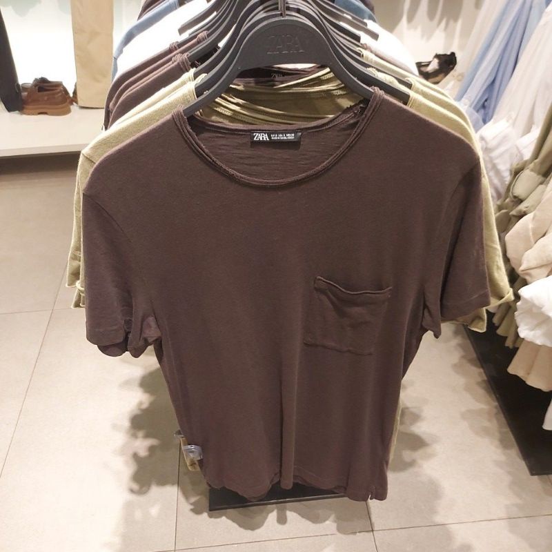 NEW ZARA MAN KAOS POLOS KANTONG DEPAN