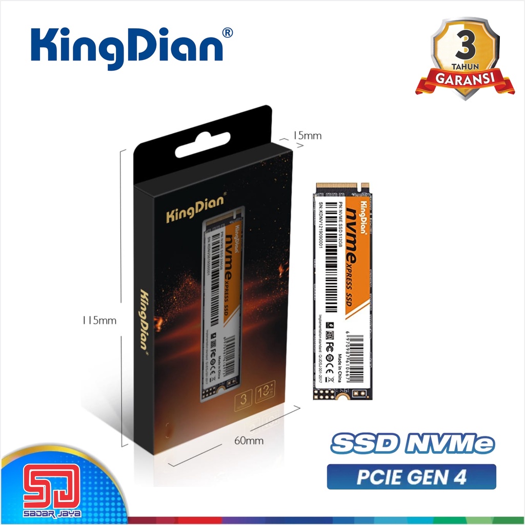 KingDian SSD NVMe 512GB 2280 PCIe Gen 4.0 Internal Solid State Drive Penyimpanan Data Laptop