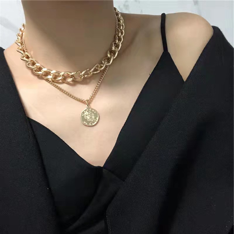 Kalung Rantai Double Layer Gaya Retro Eropa Amerika