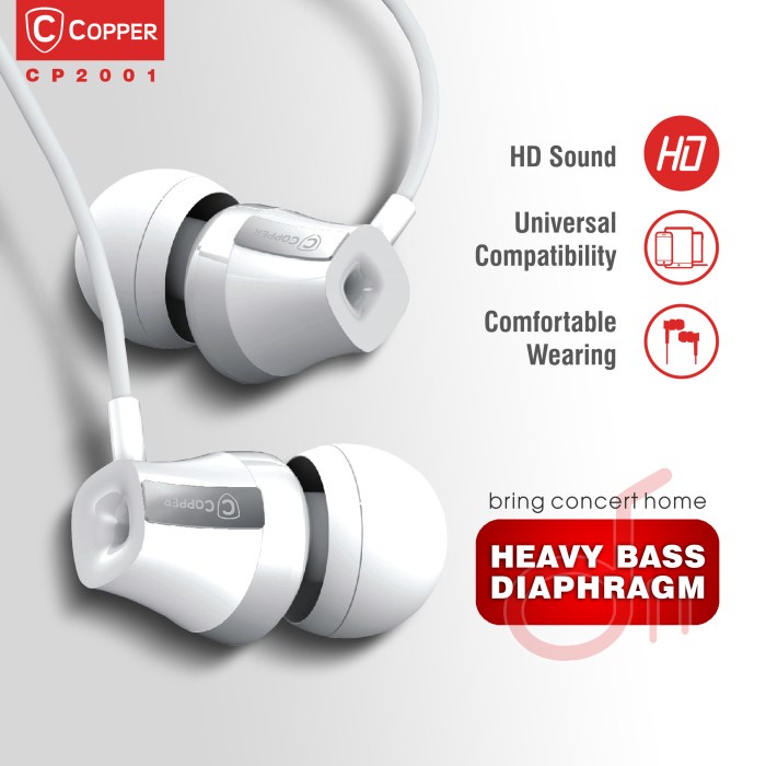 Copper Heavy Bass CP2001 Series Earphone / Handsfree / headset
