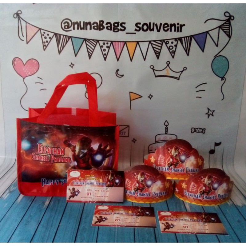 

paket ultah termurah (tas, topi, undangan)