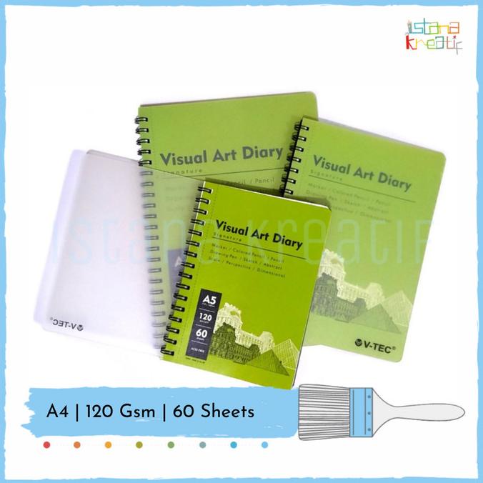

V-Tec Visual Art Diary Spiral Sketchbook A4 | 60 Lembar | 120 Gsm