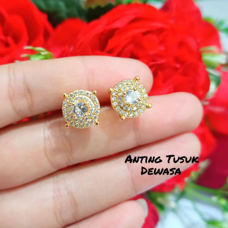 TITANIUM Perhiasan wanita elegan 1 set permata full zircon anti karat