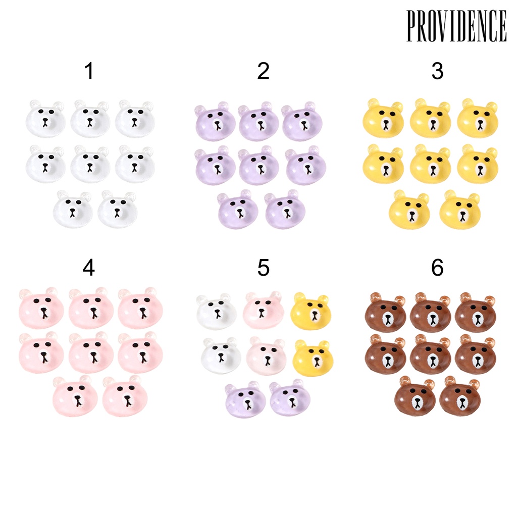 Providence 8Pcs/Bag Fingernail Decoration Universal Lovely Resin Nail Art Accessories Cute Teddy for Personal Use