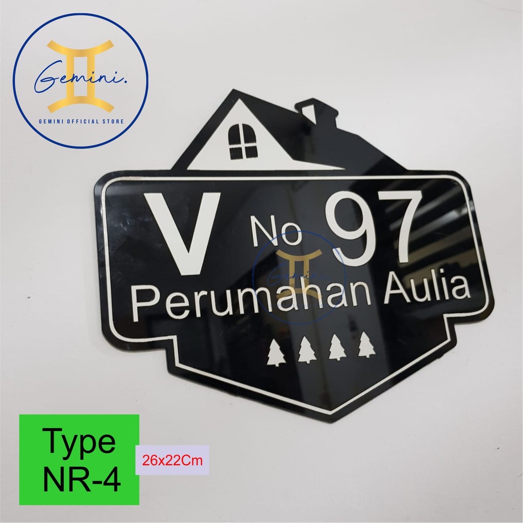 (REV001) READY!!! Nomor Rumah GOLD Mirror 2 Timbul Lapis Acrylic Dekorasi Hiasan Akrilik