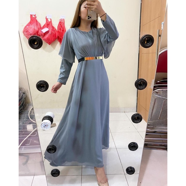 Vanesha Margaretta - 621B#  Gamis busui fashion import (Belt Besi)