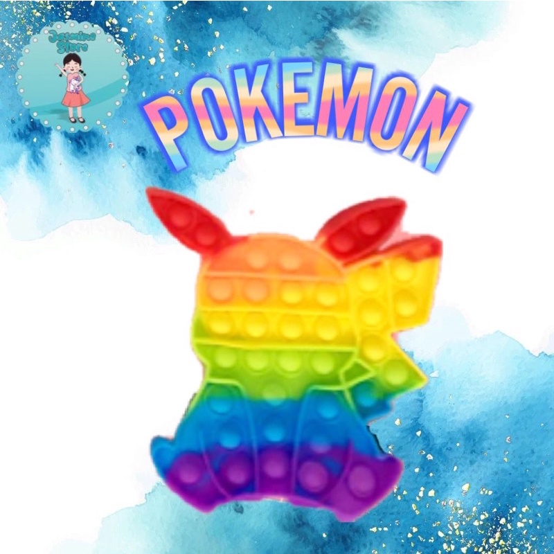 Ready Pop It Rainbow Murah/Fidget Pop It Rainbow Free Kelereng/Free Bonus-Pikachu