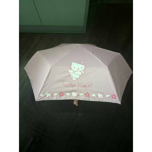 payung lipat kepala hello kitty pink botol