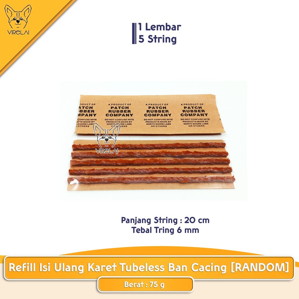 REFILL Isi ulang karet tubeless tubles ban cacing 1 lembar [Merk Random]