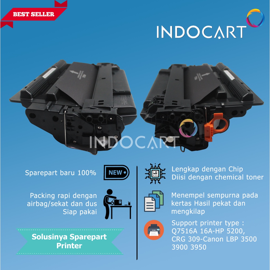 Toner Cartridge Compatible Q7516A 16A-Printer LaserJet HP 5200