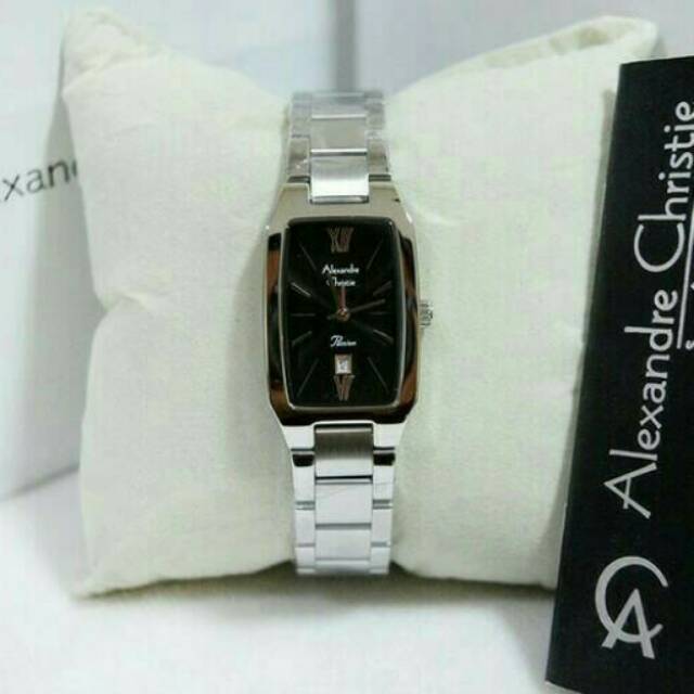 Jam Tangan Wanita Alexandre Christie AC 2455 Silver Black Ladies Original