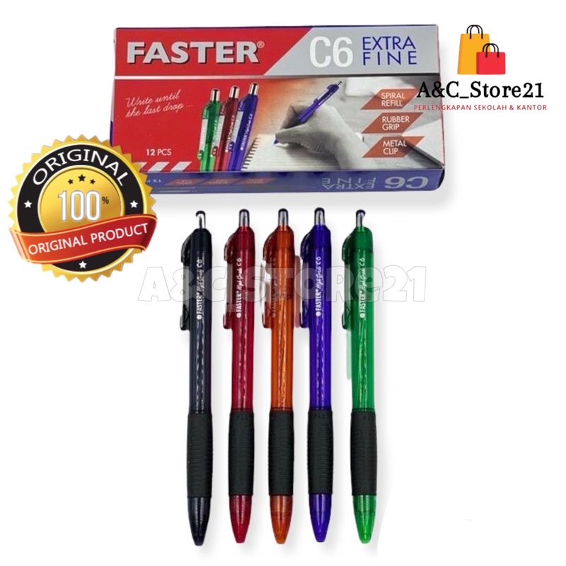 

PULPEN FASTER C6 EXTRA FINE Ballpoint 0.7mm Satu pack isi 12 pcs