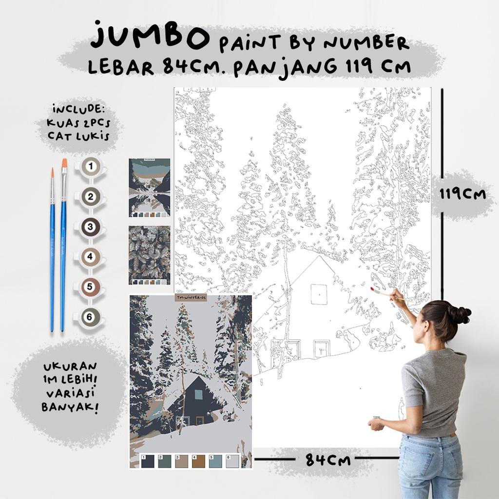 

JUMBO Paint By Number Kit, WINTER paint by number besar a0