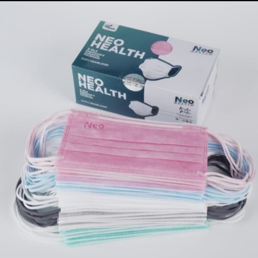 MASKER MEDIS MODIS NEO HEALTH EARLOOP / HIJAB 3PLY ISI 50 PCS MIX WARNA