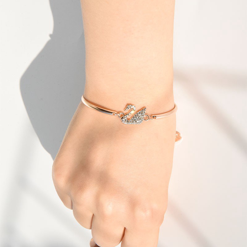 ♥TMALL88♥ Gelang Bracelets C5 Fashion Swan Cuff Bracelet with Zircon Women Animal Bird Jewelry