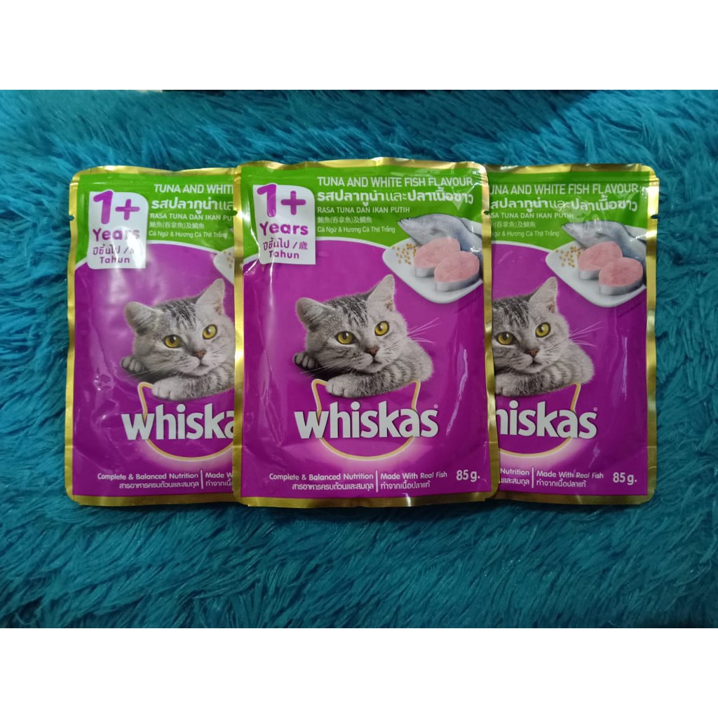 MAKANAN KUCING WHISKAS ADULT POUCH 85 GR ( KEMASAN DUS ISI 24 PCS )