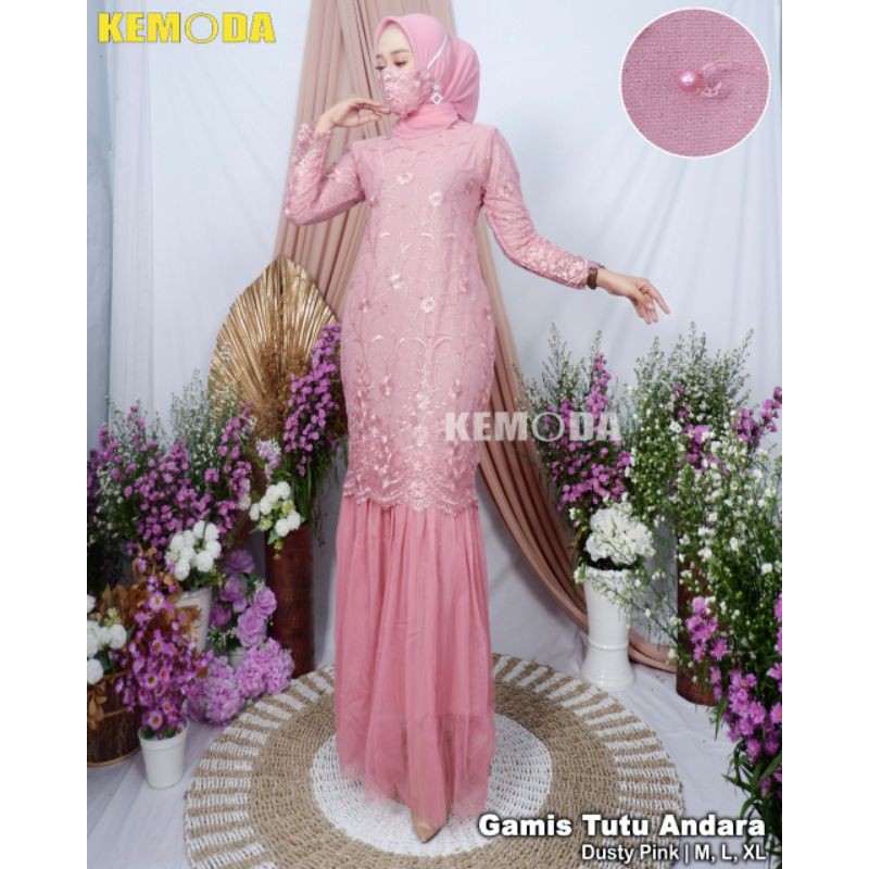 Gamis Lebaran Tulle Dress Pesta Terbaru Free masker