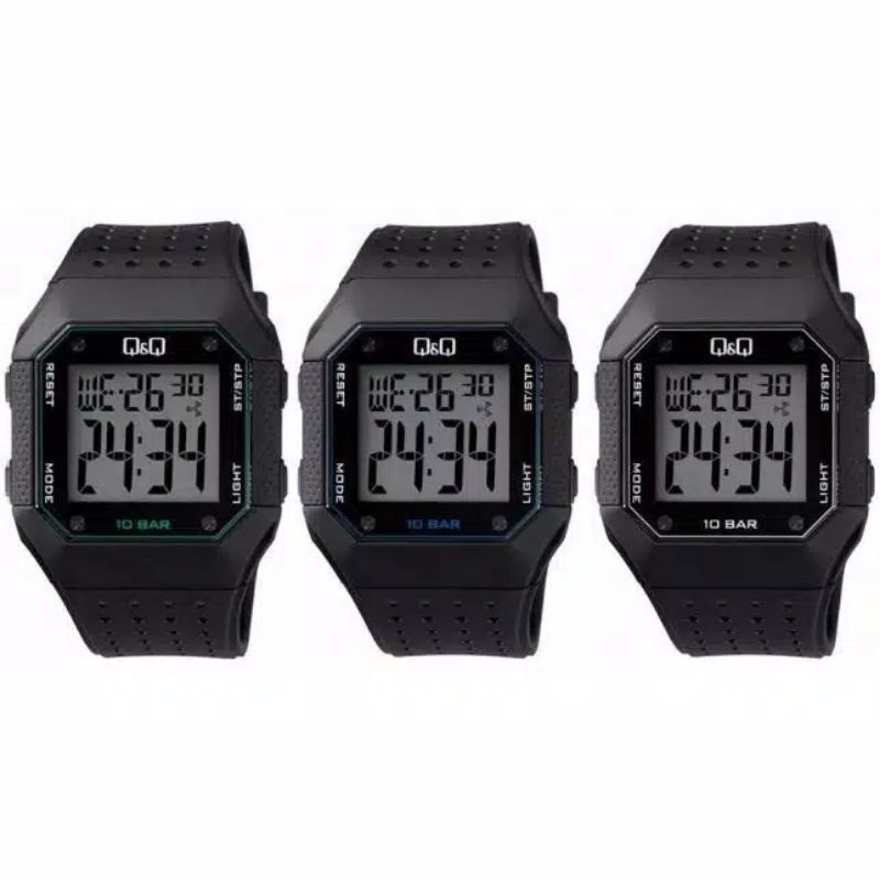 Q&amp;Q Original Jam Tangan Pria Digital Anti Air QQ M158 Series Ori Digital M158J001Y M158J002Y M158J003Y RUBBER JAMTANGAN QNQ KARET RUBBER STRAP ORIGINAL BERGARANSI  DIGITAL WATCH