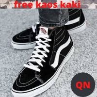 SEPATU PRIA & SEPATU WANITA / SEPATU SNEAKERS VANS SK8 HIGH BLACK WHITE MIRROR ORIGINAL