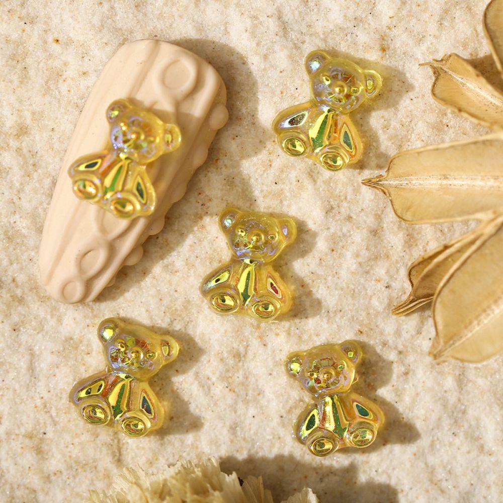 Mxbeauty Kartun Dekorasi Nail Art Korea Resin Aurora Beruang Perhiasan Kuku DIY