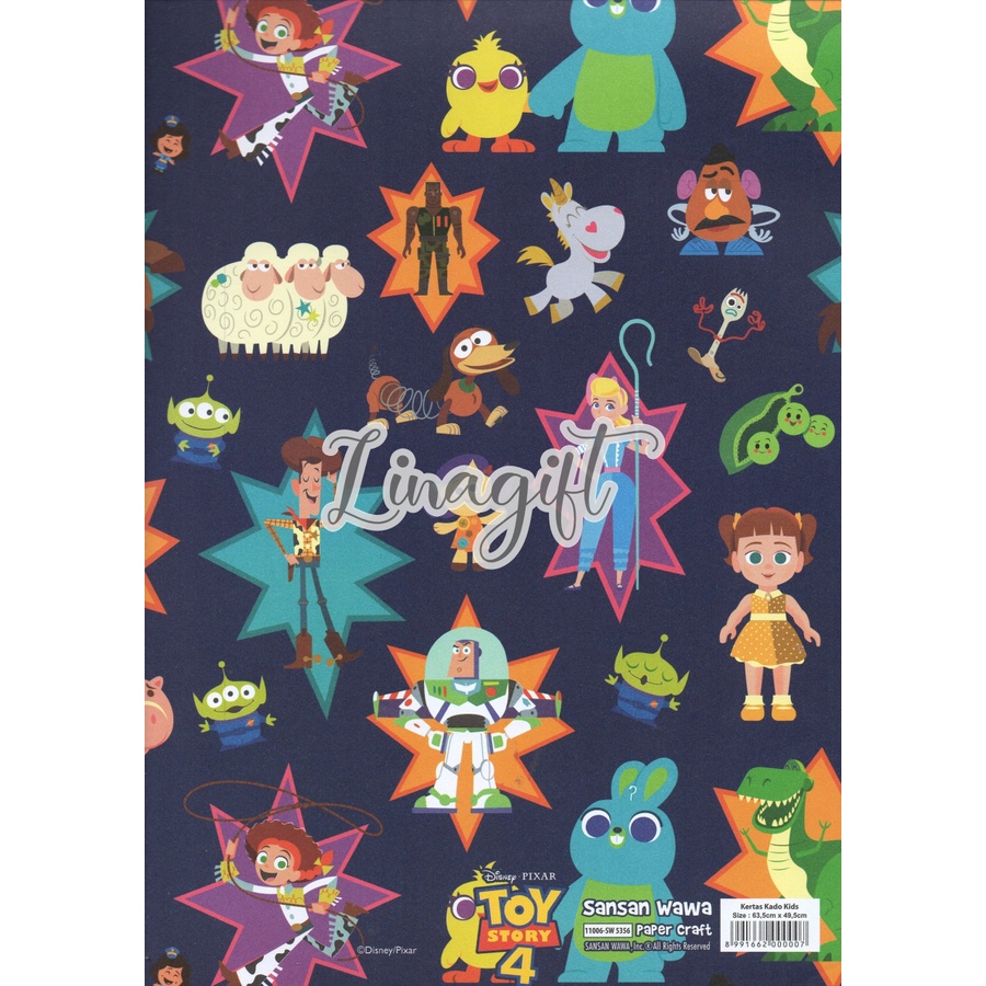 ( 5 Lembar ) TOYS STORY SANWA - KERTAS KADO - GIFT WRAPPING PAPER SANSAN WAWA WOODIE BUZZ LIGHT YEAR DINO MAINAN KADO ULANG TAHUN ANAK