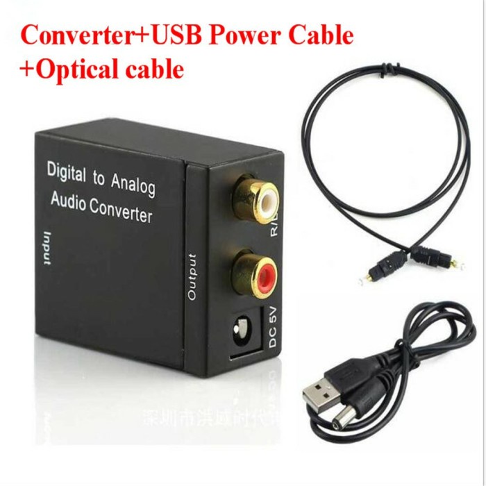 Digital to Analog Audio Converter Toslink Optical to RCA TV Speaker