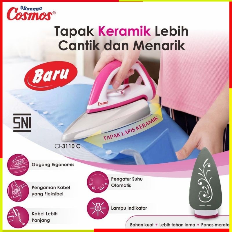 SETRIKA BAJU COSMOS CI3110C MESIN GOSOKAN STRIKA STRIKAAN SETERIKA SETERIKAAN STEAMER BAJU PAKAIAN L
