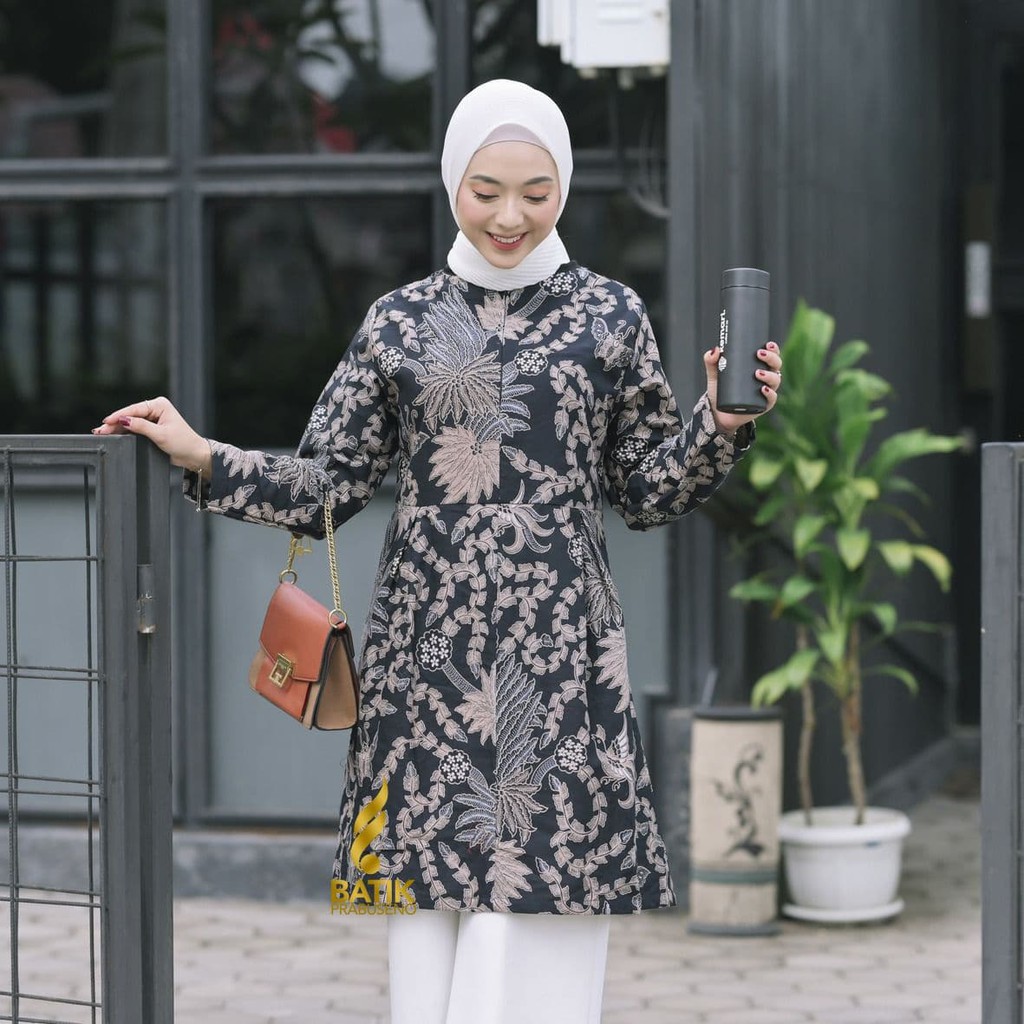 TUNIK GEYA ATASAN BAJU BATIK WANITA LENGAN PANJANG KERJA KANTORAN MODERN KEKINIAN PREMIUM BIG JUMBO 