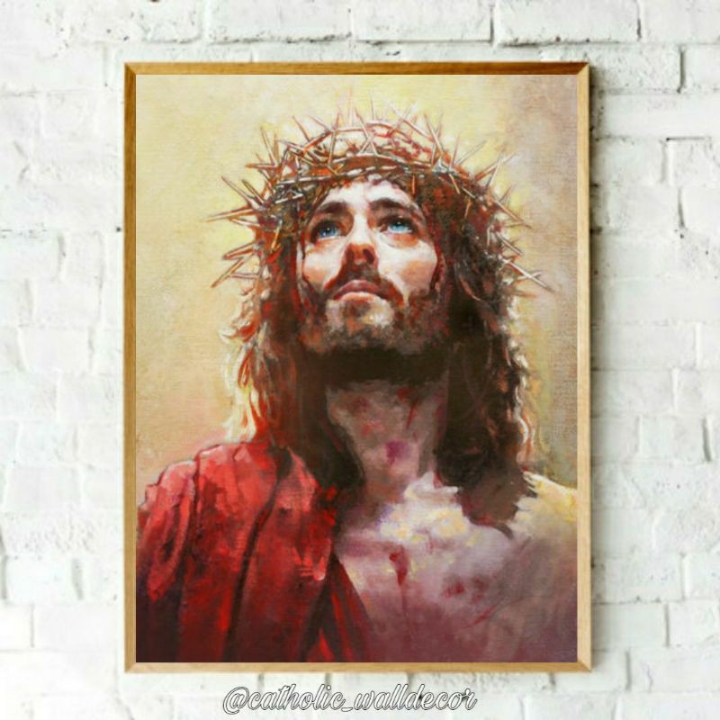 Jual Hiasan dinding Kristen Katolik gambar Tuhan Yesus mahkota duri ...