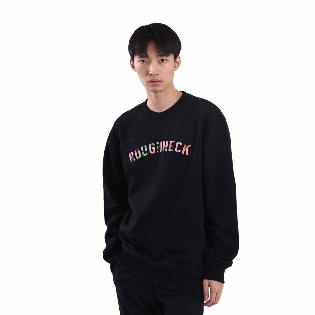 Roughneck SS015 Black Sig Colour Sweatshirt/ Sweater CN Roughneck Pria-Wanita Terbaru