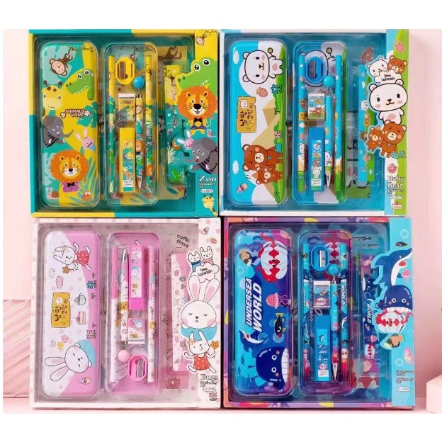 Set Alat Tulis Sekolah Anak Motif Animal - Study Set HJ 9905