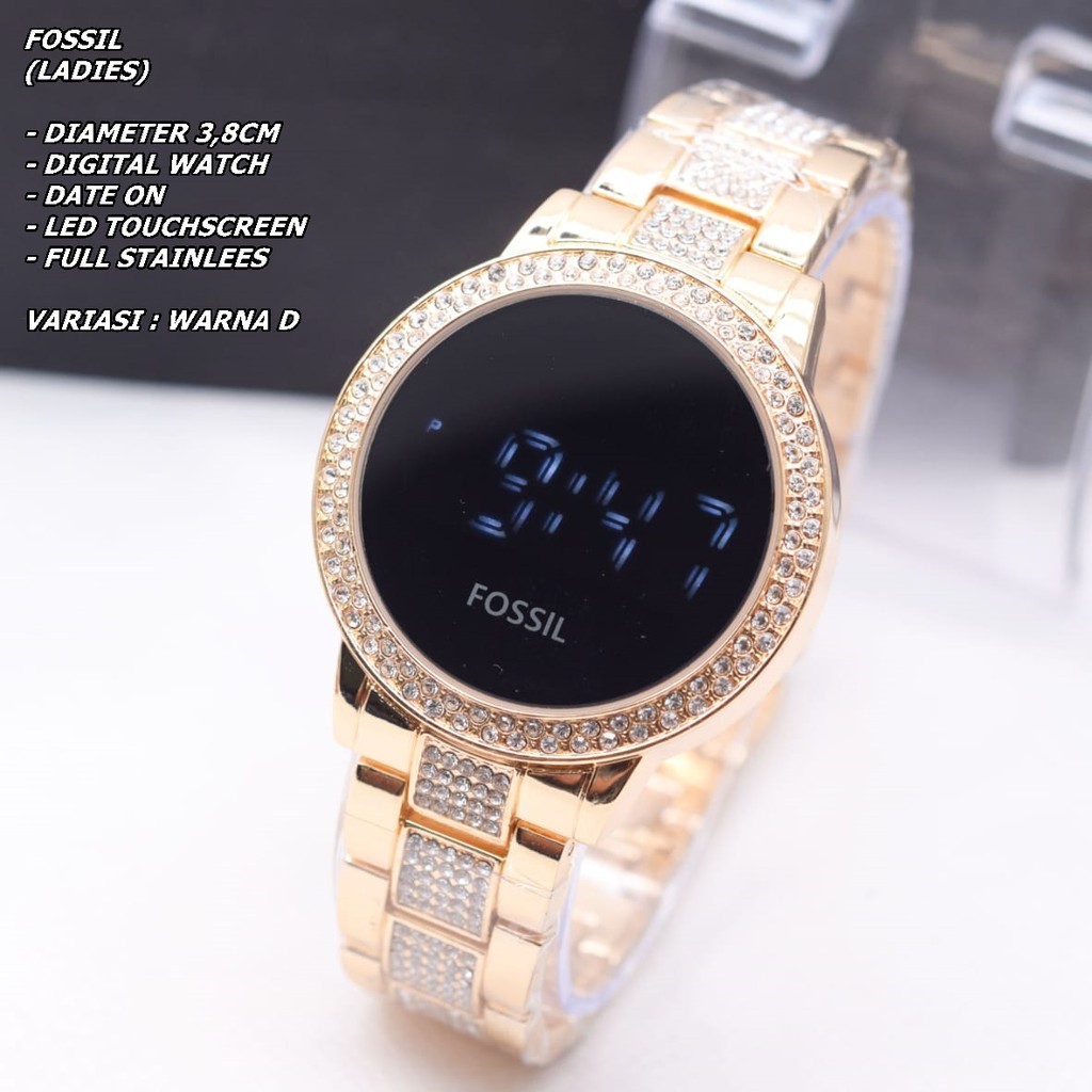 JAM TANGAN WANITA FASHION RANTAI BODY BULAT DIAMOND  TANGGAL AKTIF