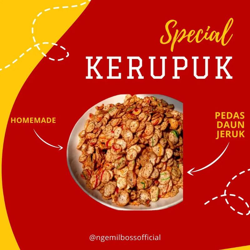 

Kerupuk Pedas Daun Jeruk kemasan 120gram