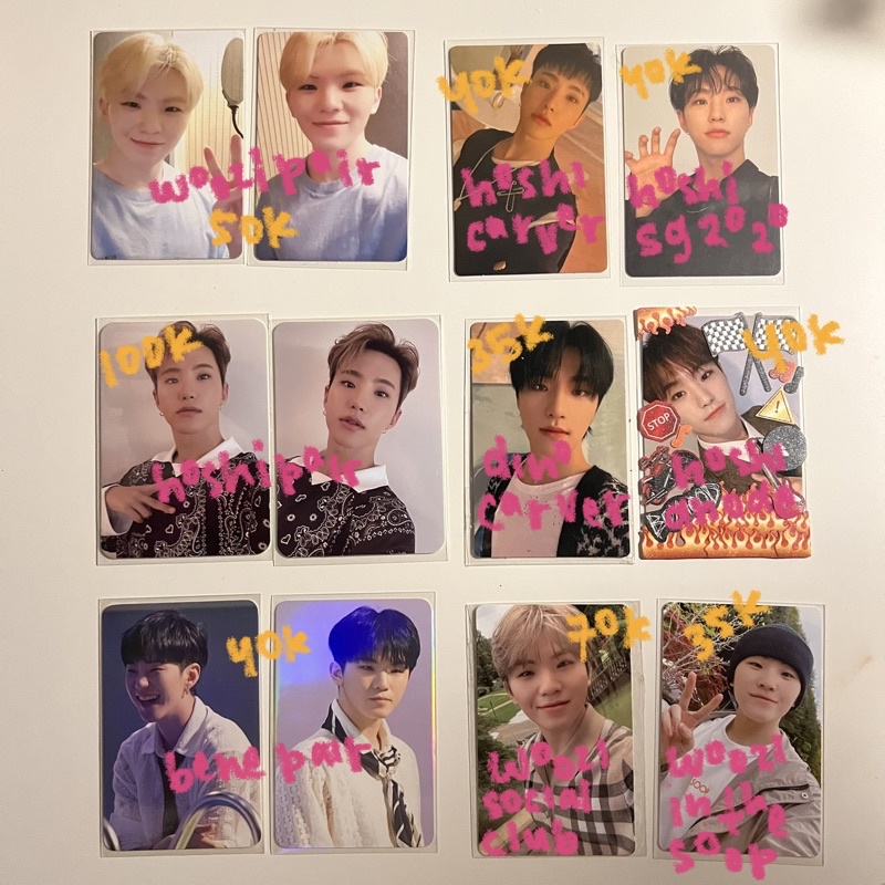 pc photocard seventeen woozi hoshi dino scoups wonwoo semicolon, attaca, sg 2020, dicon pc, attaca c